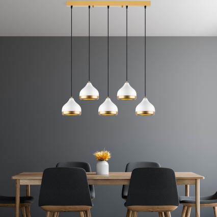 Ripplühter kaabliga YILDO 5xE27/40W/230V valge/kuldne
