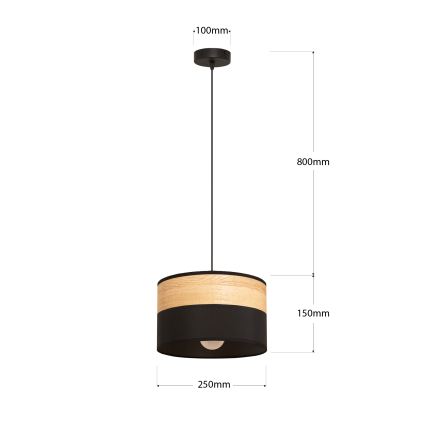Ripplühter kaablil ALBA 1xE27/15W/230V läbimõõt 25 cm must/pruun