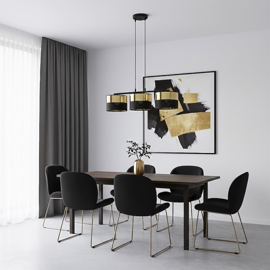 Ripplühter kaablil LUX 3xE27/15W/230V must/kuldne