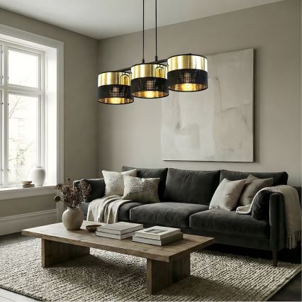 Ripplühter kaablil LUX 3xE27/15W/230V must/kuldne