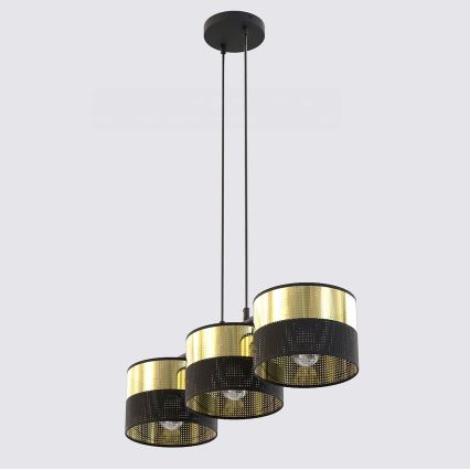 Ripplühter kaablil LUX 3xE27/15W/230V must/kuldne