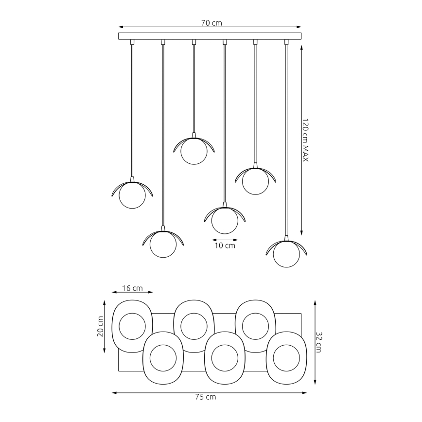 Ripplühter kaablil RITUAL 6xG9/8W/230V valge
