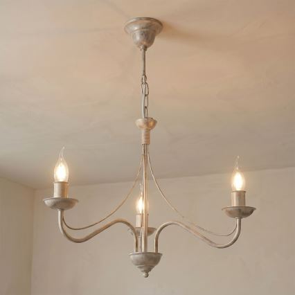 Ripplühter ketiga ANTON 3xE14/60W/230V valge patina