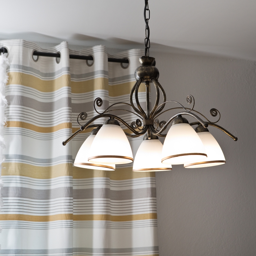 Ripplühter ketiga RETRO II 5xE27/60W/230V musta patinaga