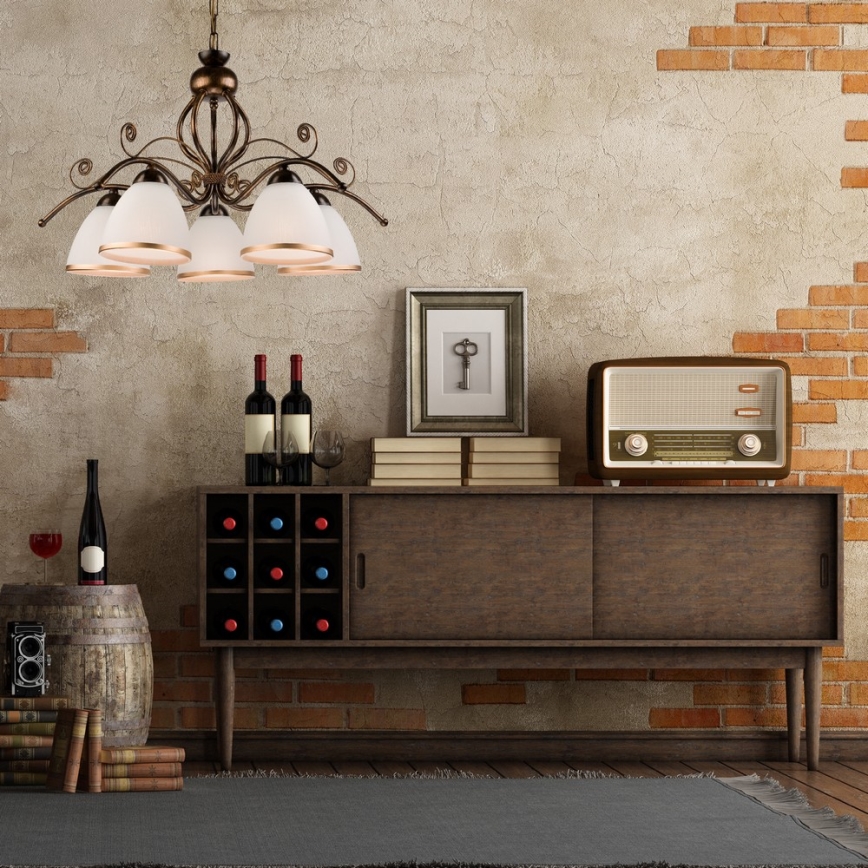 Ripplühter ketiga RETRO II 5xE27/60W/230V musta patinaga