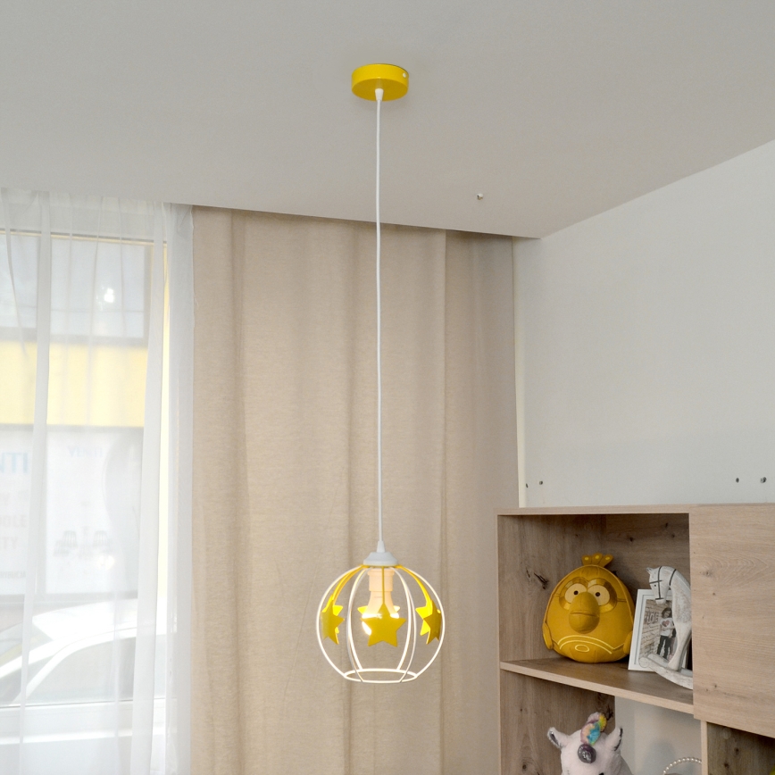 Ripplühter lastele STARS 1xE27/15W/230V kollane/valge