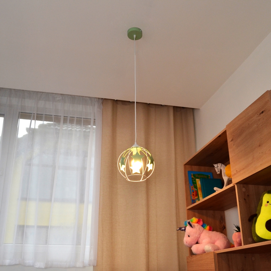 Ripplühter lastele STARS 1xE27/15W/230V roheline/valge