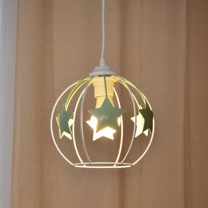 Ripplühter lastele STARS 1xE27/15W/230V roheline/valge