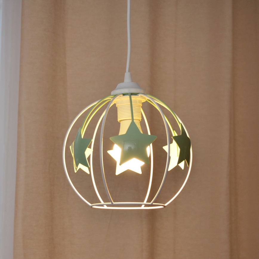Ripplühter lastele STARS 1xE27/15W/230V roheline/valge
