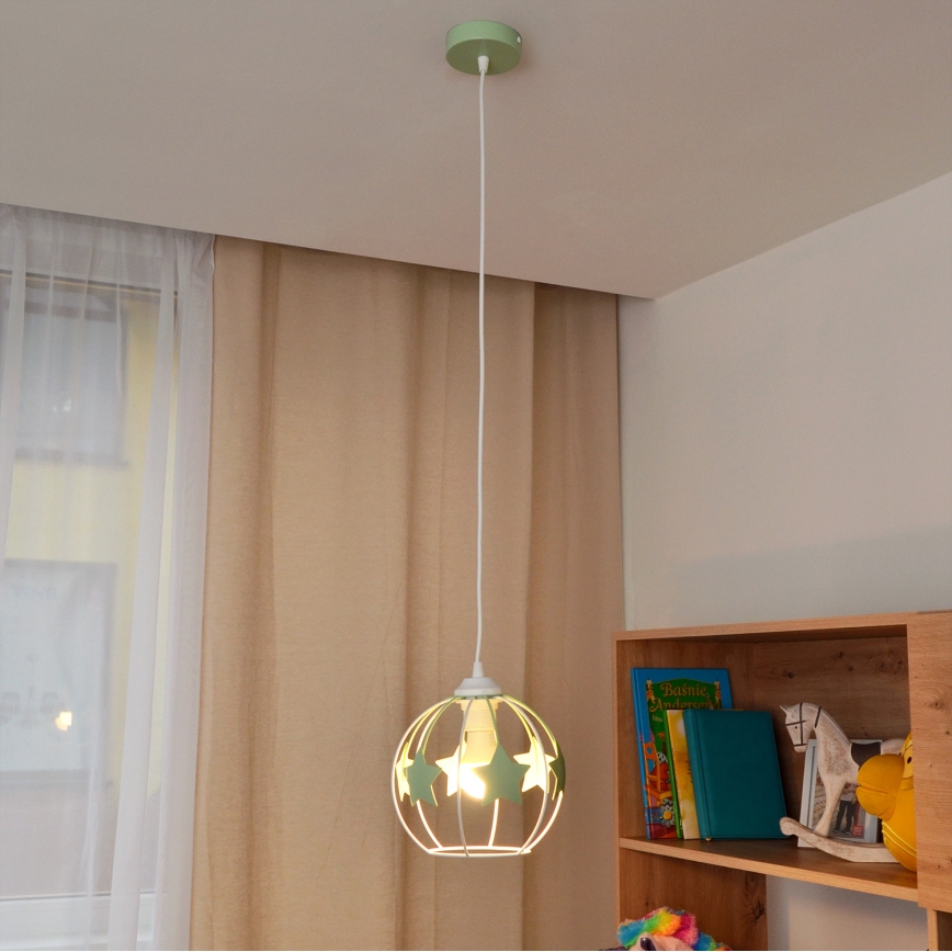 Ripplühter lastele STARS 1xE27/15W/230V roheline/valge