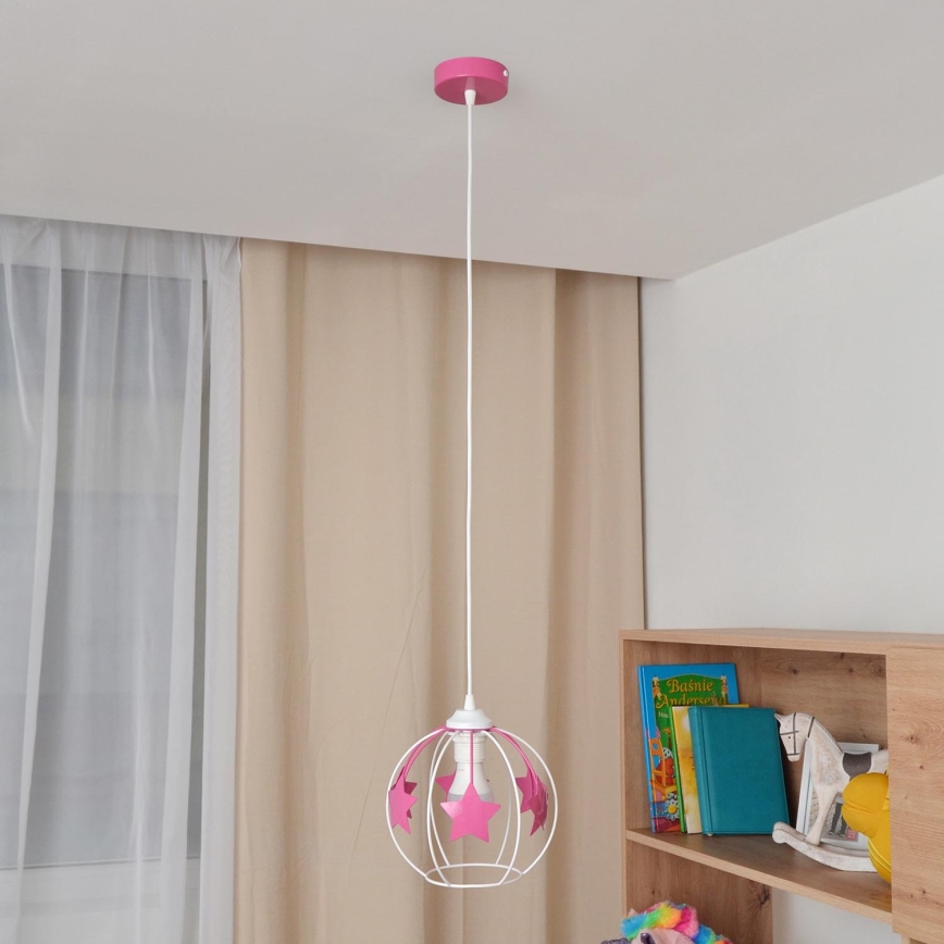 Ripplühter lastele STARS 1xE27/15W/230V roosa/valge
