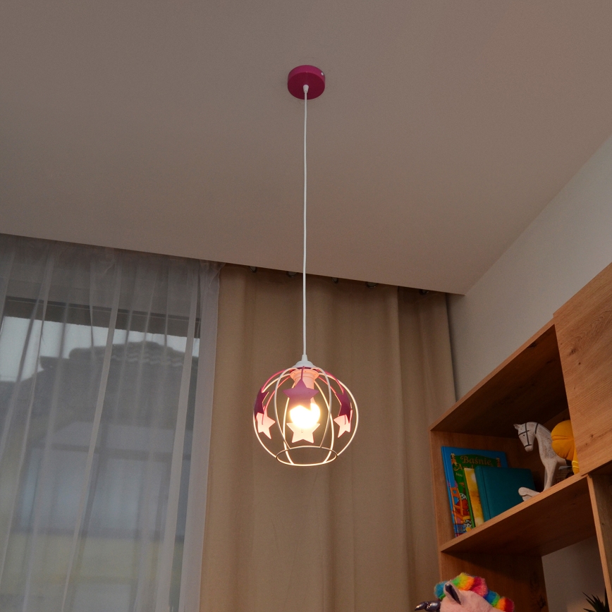 Ripplühter lastele STARS 1xE27/15W/230V roosa/valge
