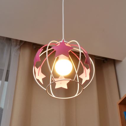 Ripplühter lastele STARS 1xE27/15W/230V roosa/valge