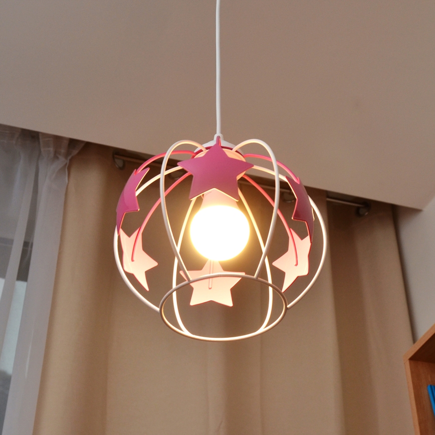 Ripplühter lastele STARS 1xE27/15W/230V roosa/valge