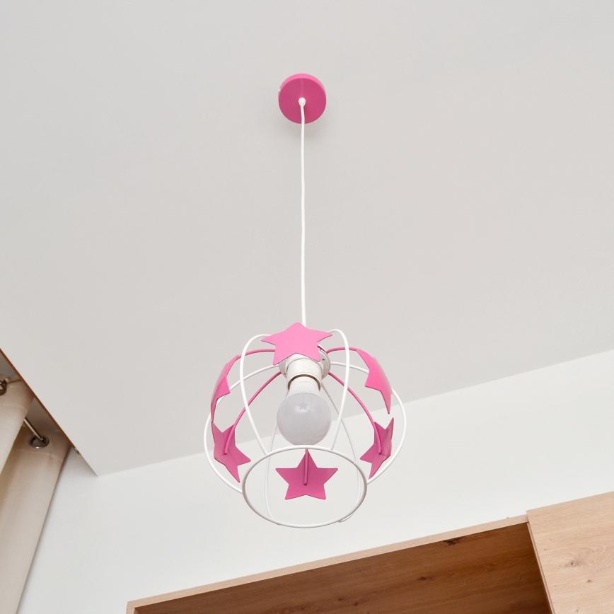 Ripplühter lastele STARS 1xE27/15W/230V roosa/valge