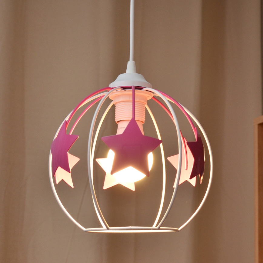 Ripplühter lastele STARS 1xE27/15W/230V roosa/valge