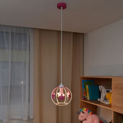 Ripplühter lastele STARS 1xE27/15W/230V roosa/valge