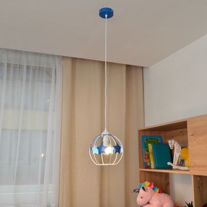 Ripplühter lastele STARS 1xE27/15W/230V sinine/valge