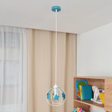 Ripplühter lastele STARS 1xE27/15W/230V türkiis/valge