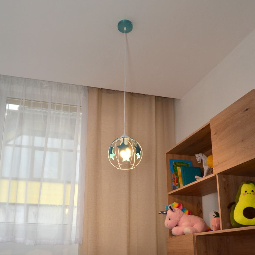 Ripplühter lastele STARS 1xE27/15W/230V türkiis/valge