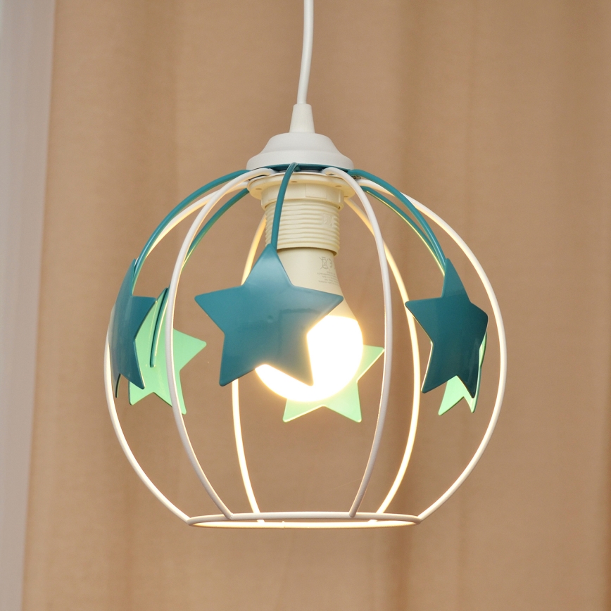 Ripplühter lastele STARS 1xE27/15W/230V türkiis/valge