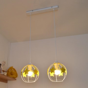 Ripplühter lastele STARS 2xE27/15W/230V kollane/valge