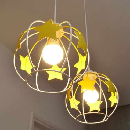 Ripplühter lastele STARS 2xE27/15W/230V kollane/valge