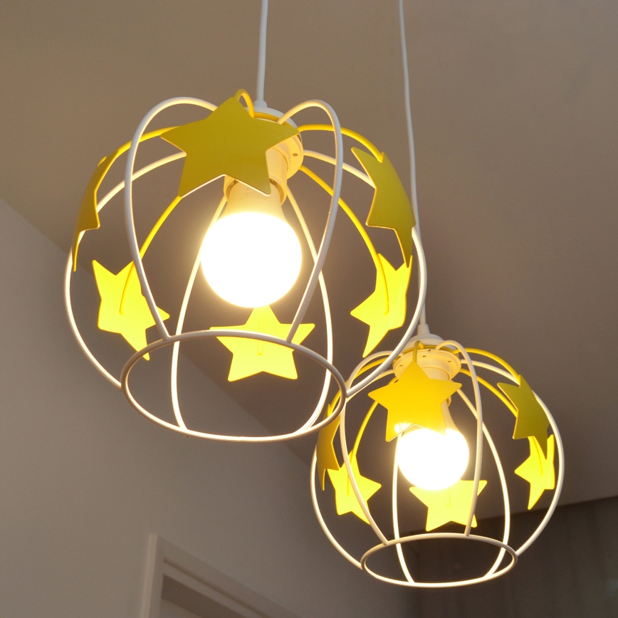 Ripplühter lastele STARS 2xE27/15W/230V kollane/valge