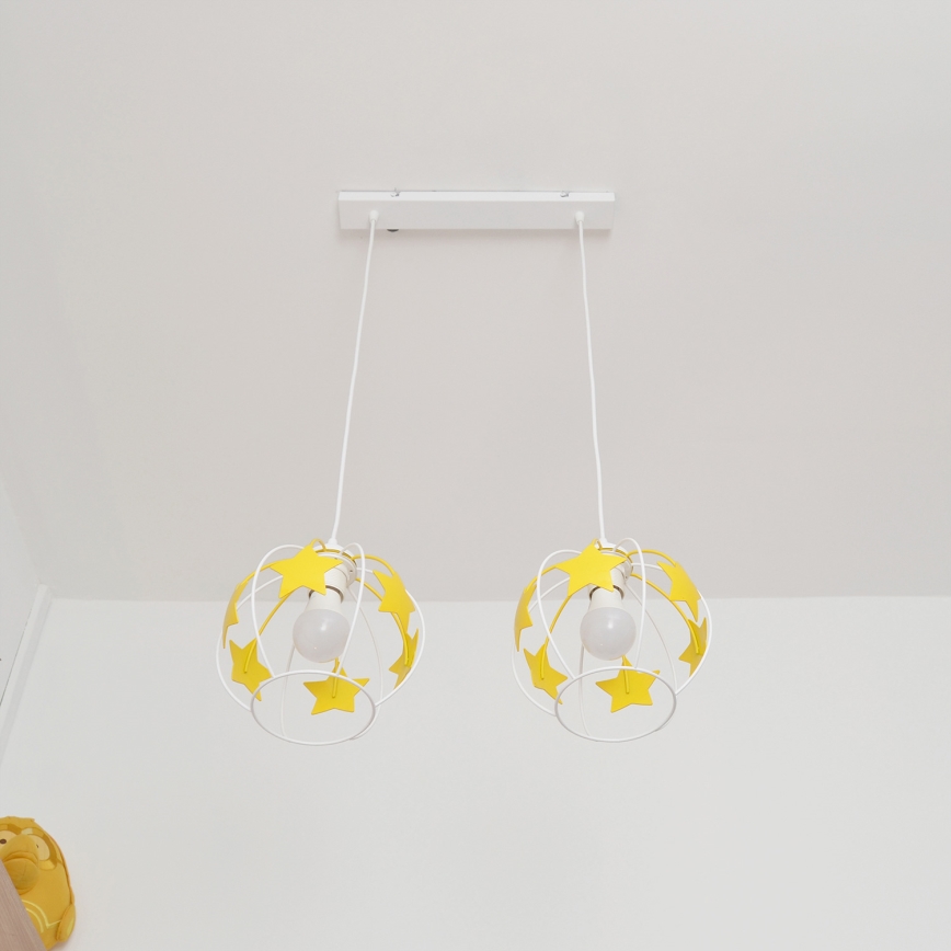 Ripplühter lastele STARS 2xE27/15W/230V kollane/valge