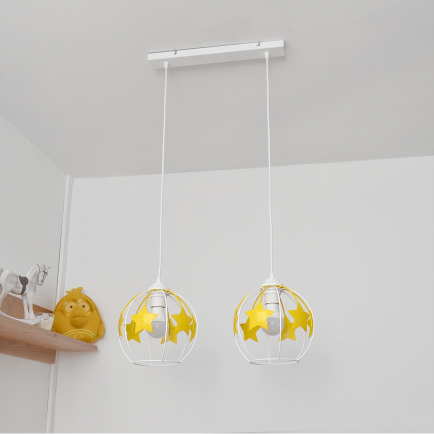 Ripplühter lastele STARS 2xE27/15W/230V kollane/valge