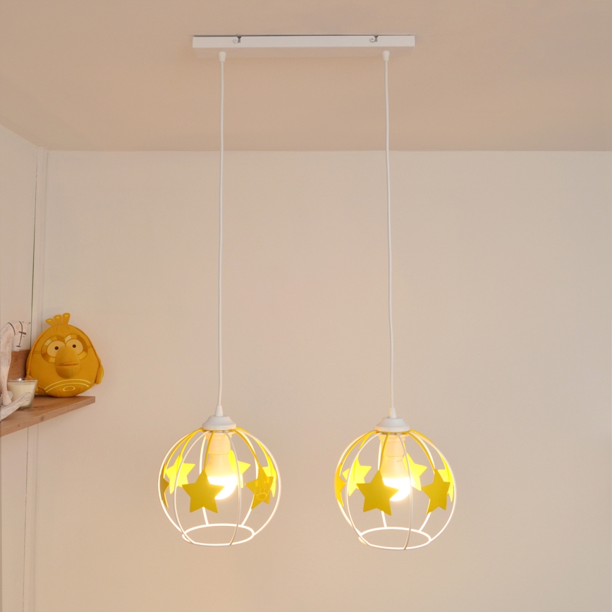 Ripplühter lastele STARS 2xE27/15W/230V kollane/valge