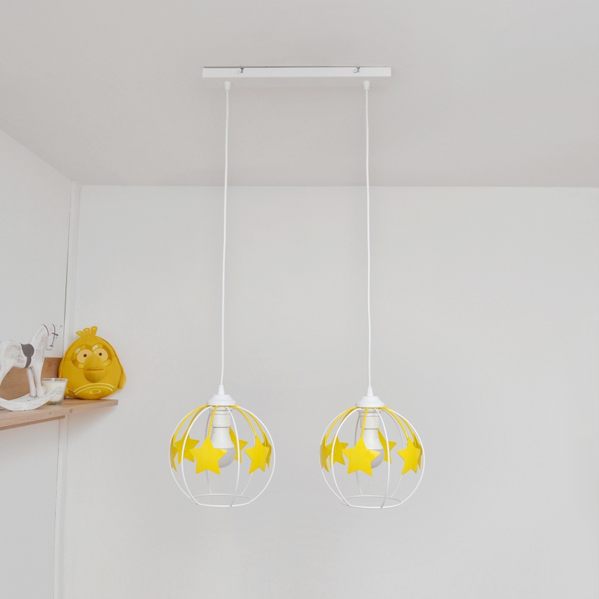 Ripplühter lastele STARS 2xE27/15W/230V kollane/valge