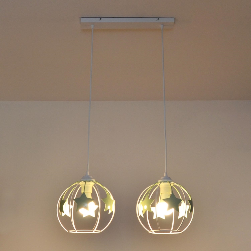 Ripplühter lastele STARS 2xE27/15W/230V roheline/valge