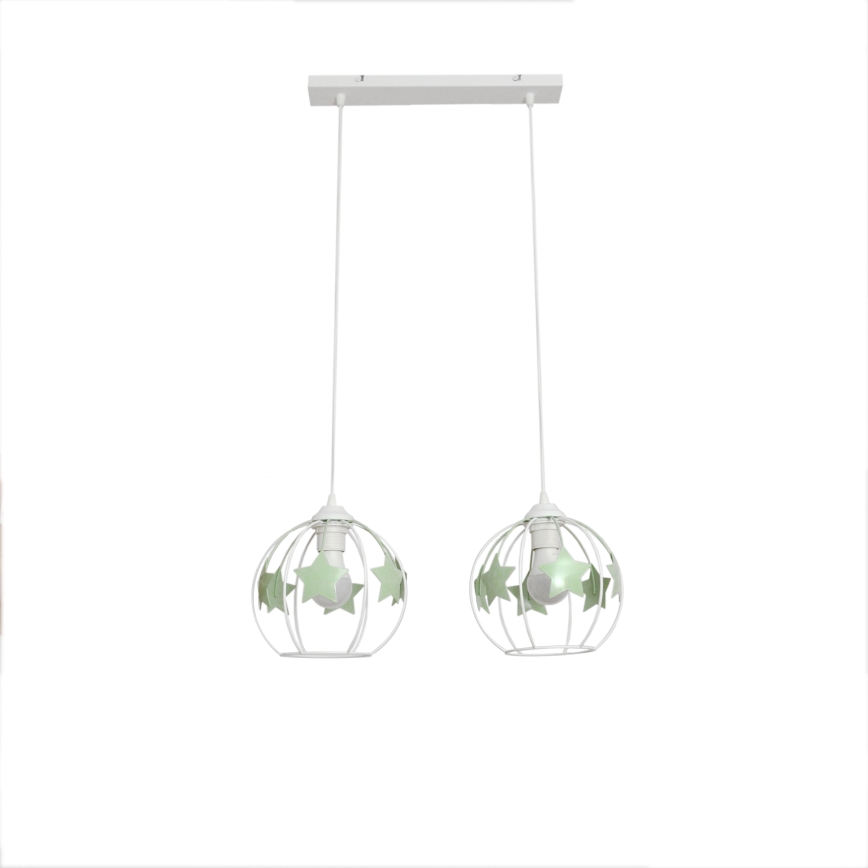 Ripplühter lastele STARS 2xE27/15W/230V roheline/valge