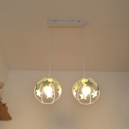 Ripplühter lastele STARS 2xE27/15W/230V roheline/valge