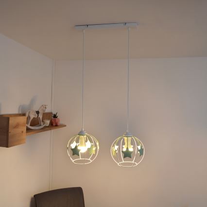 Ripplühter lastele STARS 2xE27/15W/230V roheline/valge