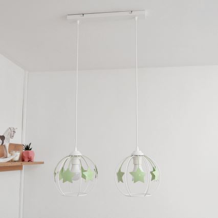Ripplühter lastele STARS 2xE27/15W/230V roheline/valge
