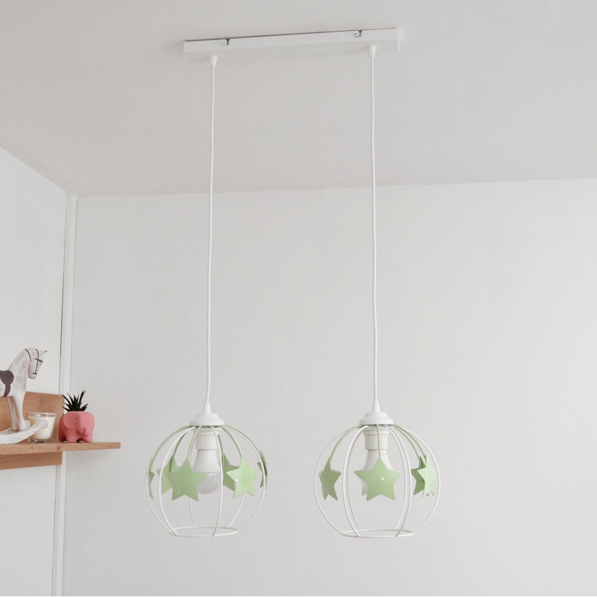 Ripplühter lastele STARS 2xE27/15W/230V roheline/valge
