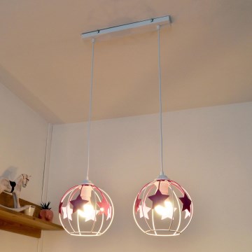 Ripplühter lastele STARS 2xE27/15W/230V roosa/valge