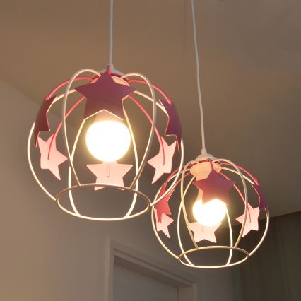 Ripplühter lastele STARS 2xE27/15W/230V roosa/valge