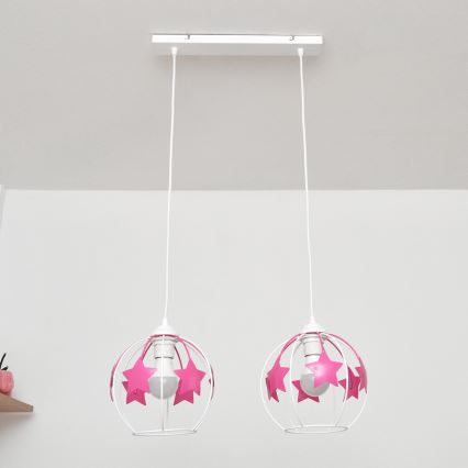 Ripplühter lastele STARS 2xE27/15W/230V roosa/valge