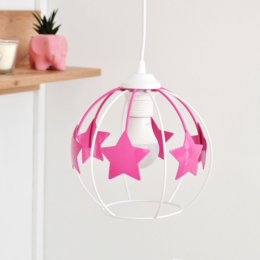 Ripplühter lastele STARS 2xE27/15W/230V roosa/valge