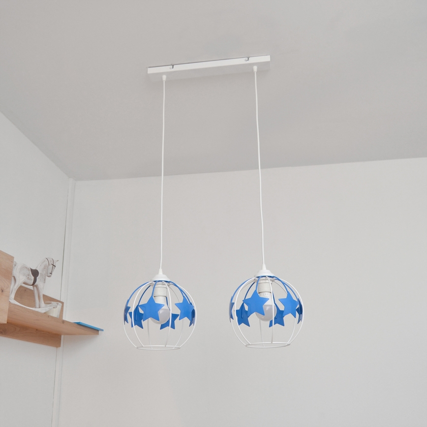 Ripplühter lastele STARS 2xE27/15W/230V sinine/valge
