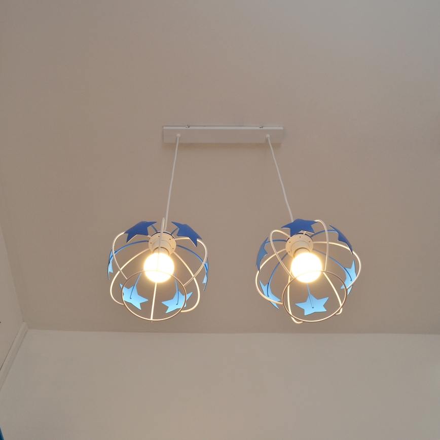 Ripplühter lastele STARS 2xE27/15W/230V sinine/valge