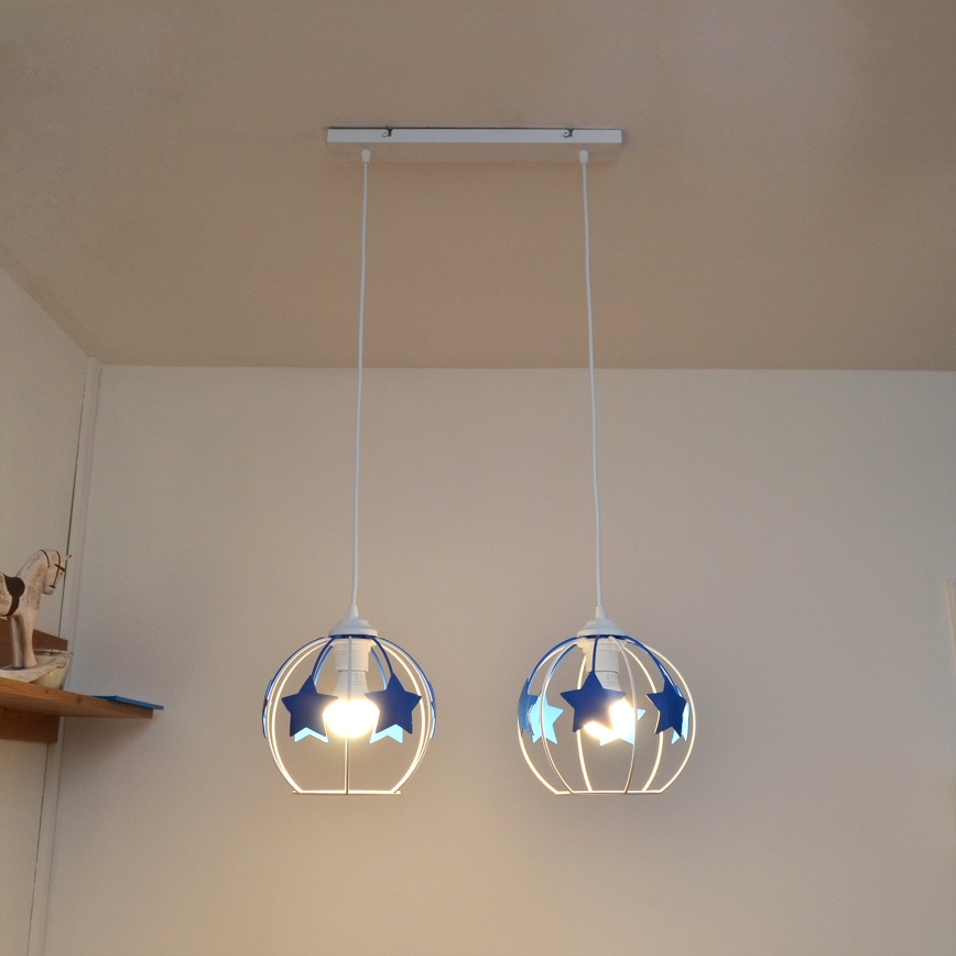 Ripplühter lastele STARS 2xE27/15W/230V sinine/valge