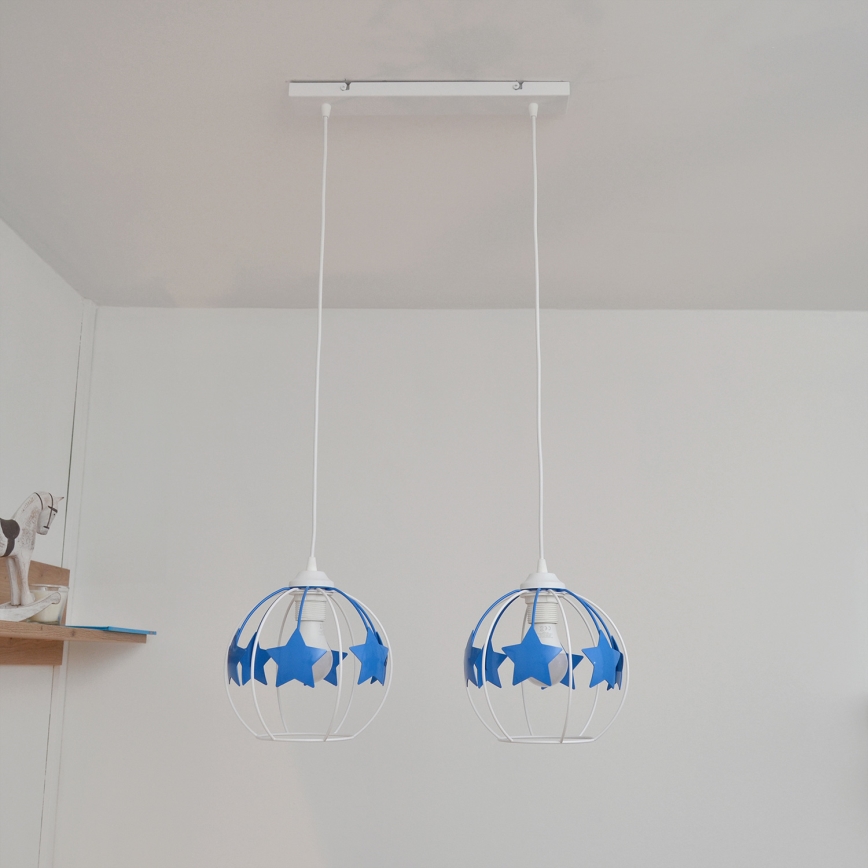 Ripplühter lastele STARS 2xE27/15W/230V sinine/valge