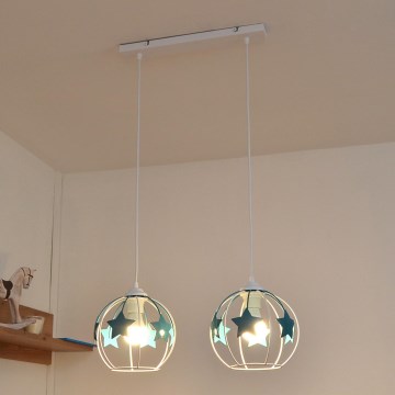 Ripplühter lastele STARS 2xE27/15W/230V türkiis/valge