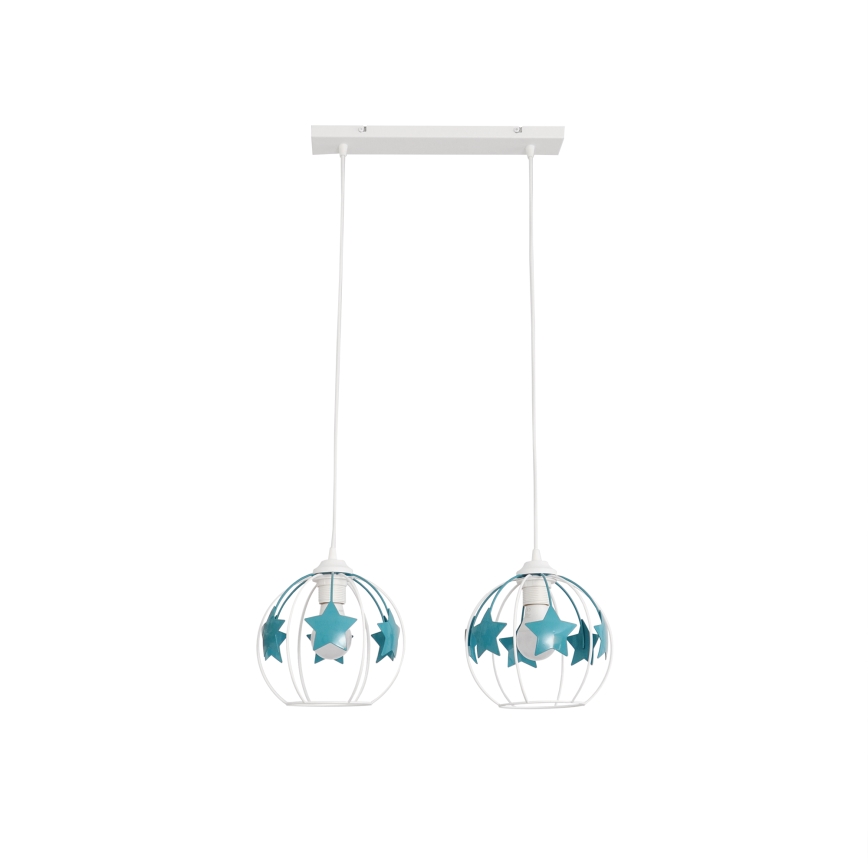 Ripplühter lastele STARS 2xE27/15W/230V türkiis/valge