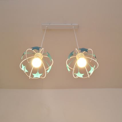 Ripplühter lastele STARS 2xE27/15W/230V türkiis/valge