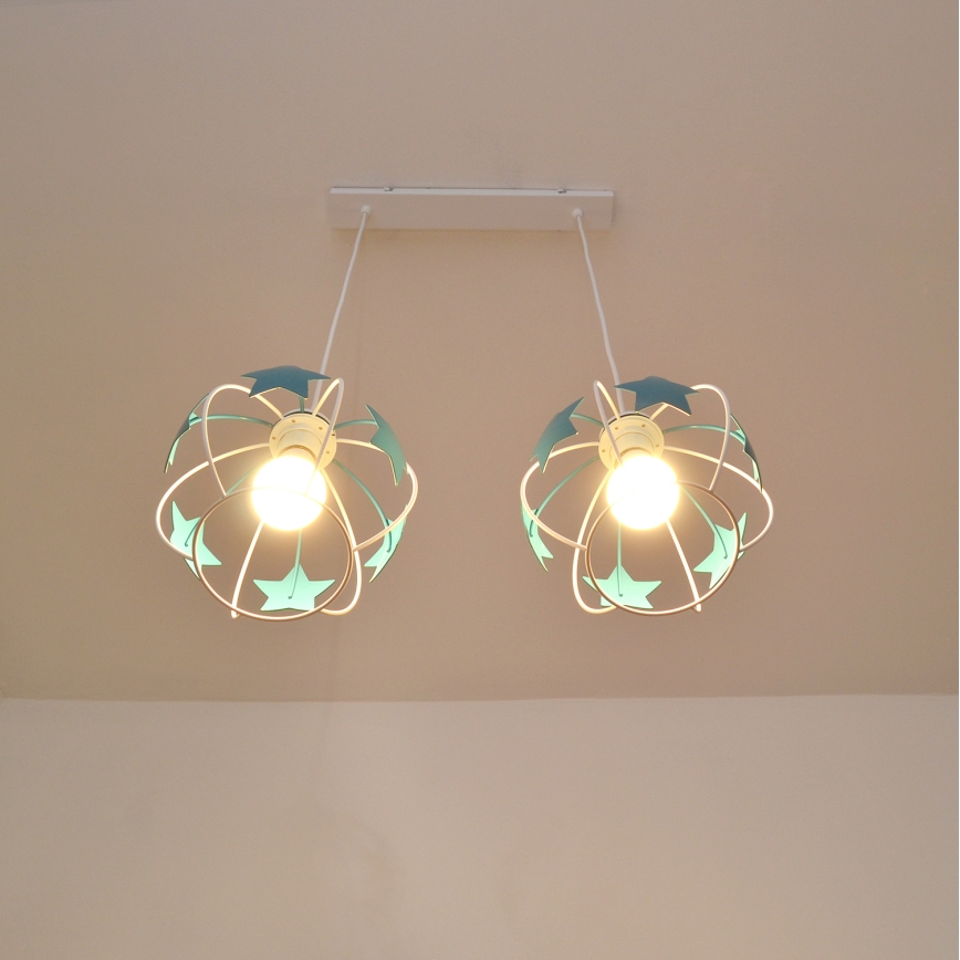 Ripplühter lastele STARS 2xE27/15W/230V türkiis/valge